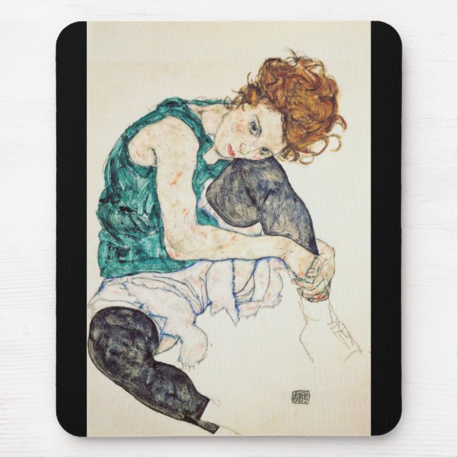 Mousepad Egon Schiele Sentada mulher com joelho torto (Frente)