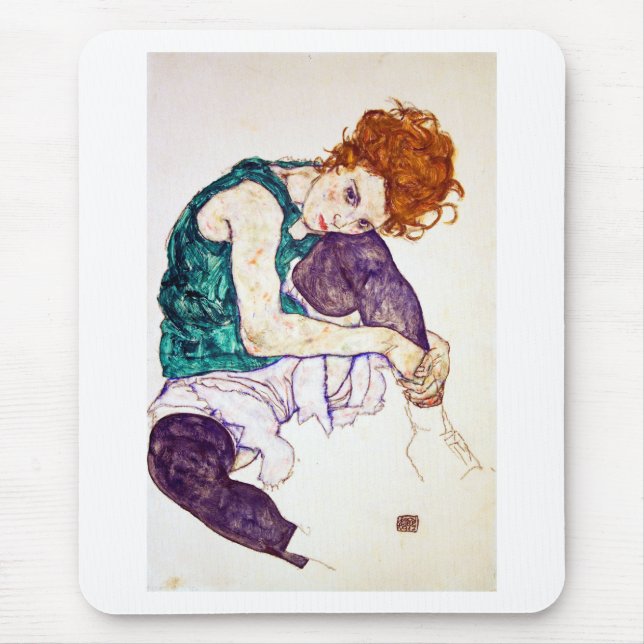 Mousepad Egon Schiele Sentou Mulher com Pernas Desenhadas (Frente)