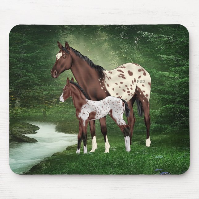 Mousepad Égua e potro de cavalo Appaloosa (Frente)
