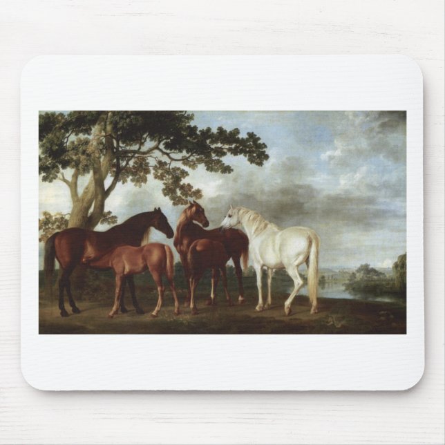 Mousepad Éguas e potros em uma paisagem George Stubbs do (Frente)