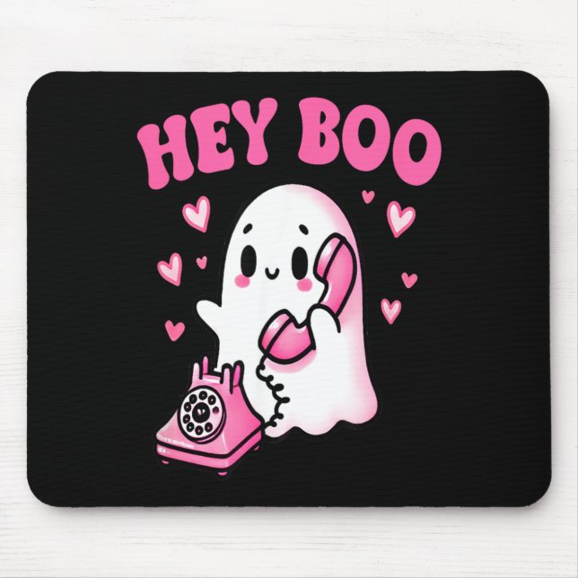 Mousepad Ei Boo fantasma fofo no telefone engraçado Hallowe (Frente)