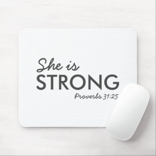 Mousepad Ela é forte Proverbs 31:25 Christian Faith