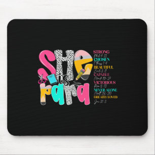 Mousepad Ela é professora auxiliar feliz primeiro dia de vo