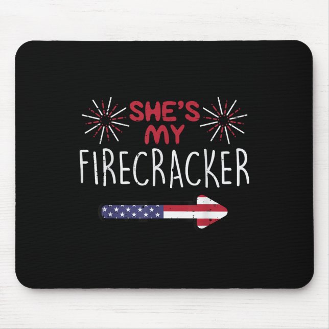 Mousepad Ela Meu Firecracker 4 De Julho Correspondendo Casa (Frente)