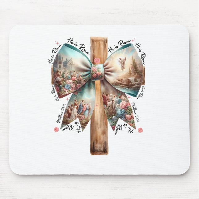 Mousepad Ele É Risen Jesus Coquette Arco Páscoa Entre Mulhe (Frente)
