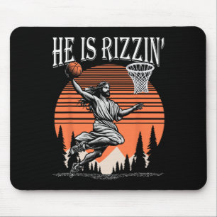 Mousepad Ele É Rizzin Engraçado Jesus Sketll Páscoa Cristão