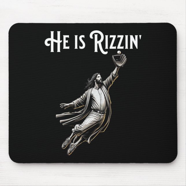 Mousepad Ele É Rizzin Jesus Jogando Baseball Divertimento R (Frente)
