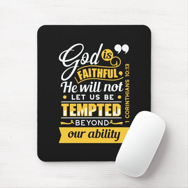 Mousepad Ele Não Deixará Que Você Seja Tentado – Versículo  (Com mouse)