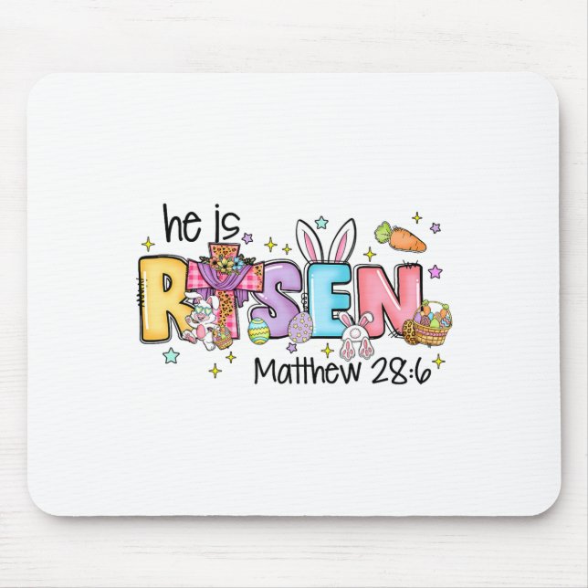 Mousepad Ele Ressuscitou Coelho Ovos Versículo Bíblico Jesu (Frente)