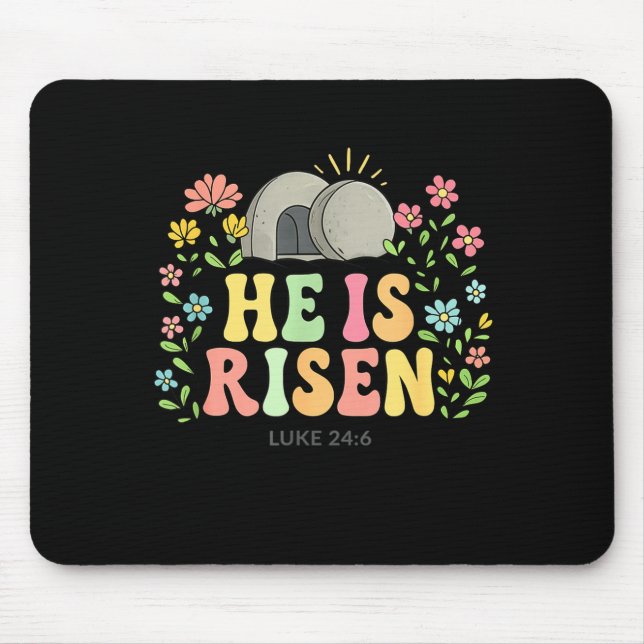 Mousepad Ele Ressuscitou Floral Páscoa Jesus Túmulo Vazio V (Frente)