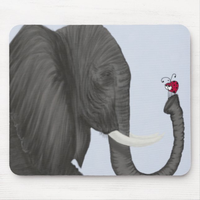 Mousepad Elefante Adorável e Ladybug Bonito (Frente)