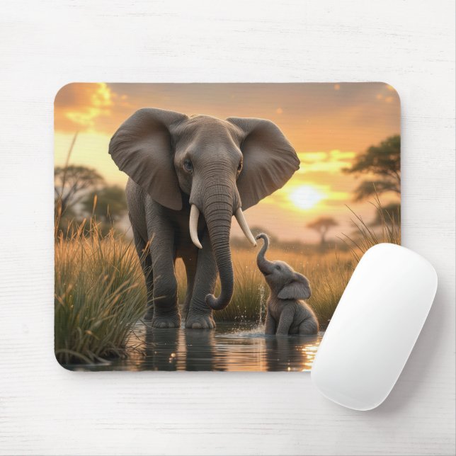 Mousepad Elefante Africano com Seu Bebê (Com mouse)