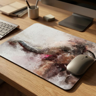 Mousepad Elefante Asiático Bestial, Feliz e Bravo