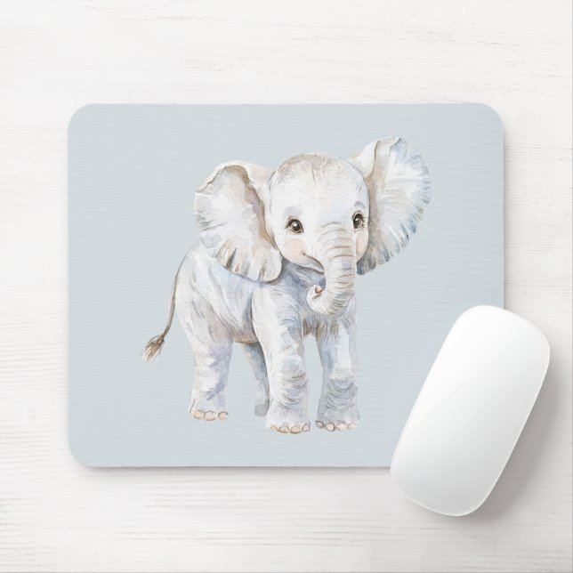 Mousepad Elefante Cinza Azul (Com mouse)
