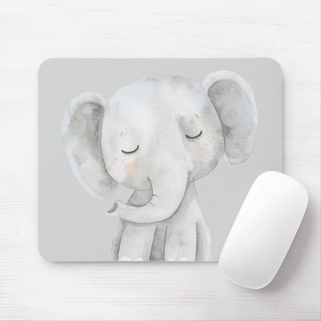 Mousepad Elefante Cinza Fofo (Com mouse)