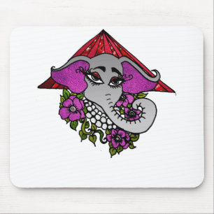 Mousepad Elefante com pérolas e violetas