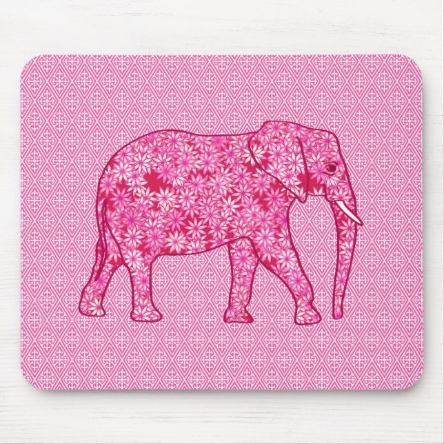Mousepad Elefante da flor - cor-de-rosa fuchsia (Frente)