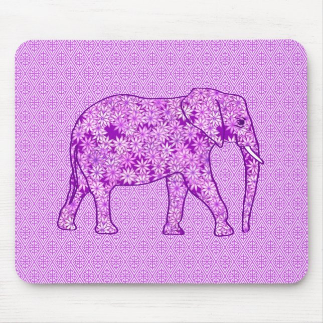 Mousepad Elefante da flor - roxo ametista (Frente)