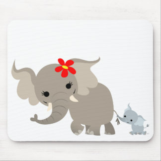Mousepad Elefante da mãe dos desenhos animados e vitela