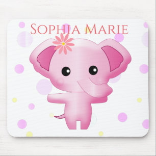 Mousepad Elefante De Bebê Rosa Bonito