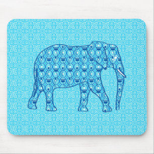 Mousepad Elefante de flor de lótus - turquesa