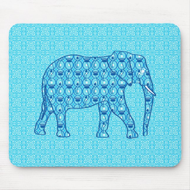Mousepad Elefante de flor de lótus - turquesa (Frente)