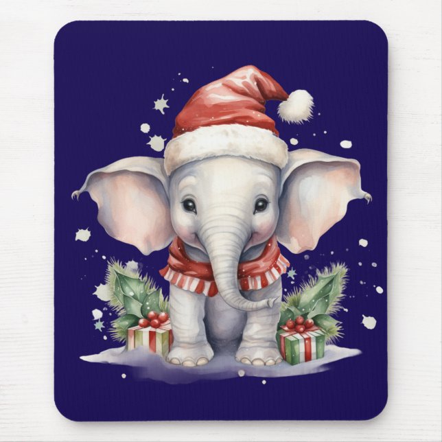 Mousepad Elefante de Natal Fofo (Frente)
