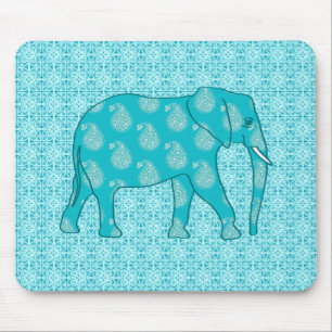 Mousepad Elefante de Paisley - turquesa e aqua