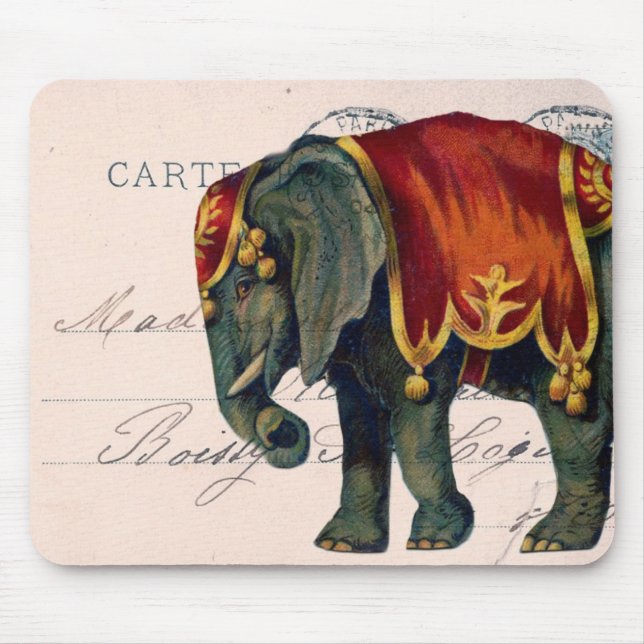 Mousepad Elefante do circo do vintage (Frente)