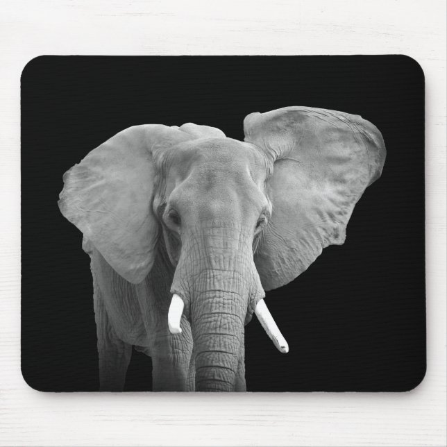 Mousepad Elefante em preto e branco (Frente)