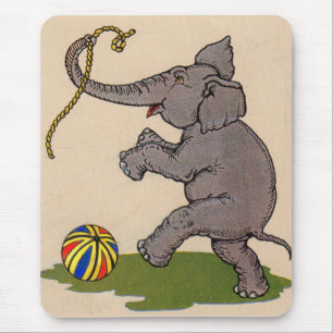 Mousepad elefante feliz brincando com corda e bola