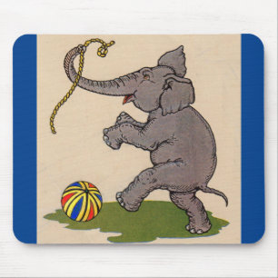 Mousepad elefante feliz brincando com corda e bola