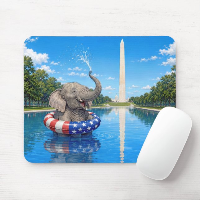 Mousepad Elefante Feliz no Espelho d'Água (Com mouse)