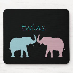 Mousepad Elefante Gêmeo Rosa E Azul
