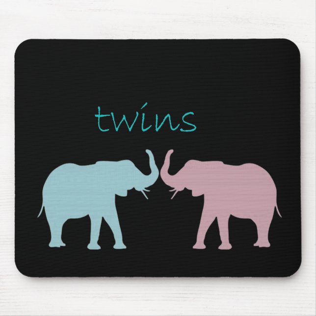 Mousepad Elefante Gêmeo Rosa E Azul (Frente)