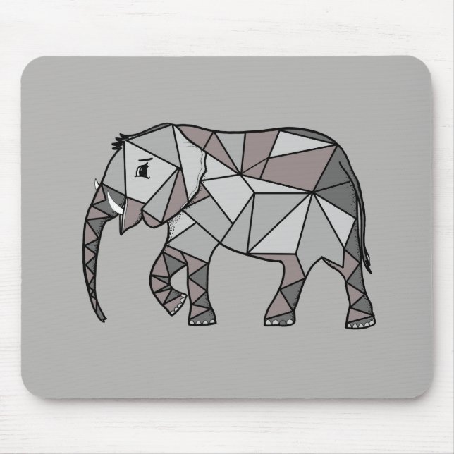 Mousepad elefante geométrico, cinza 2 de bispo (Frente)