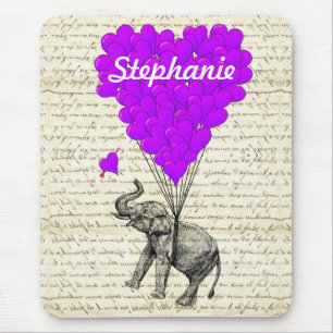 Mousepad Elefante giro e balões cardíacos