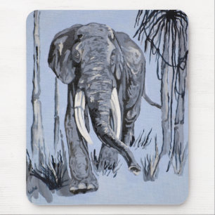 Mousepad Elefante Passando Por Savana Florhada Em Azul