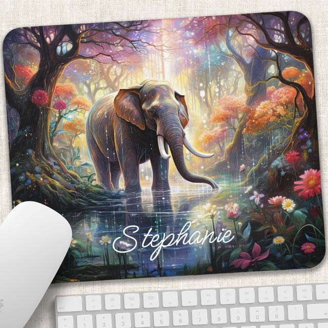 Mousepad Elefante Personalizado da Floresta Encantada (Criador carregado)