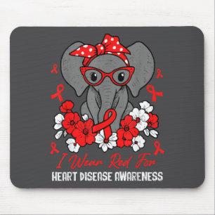 Mousepad Elefante Saúde do Coração Fita Vermelha Doença Car