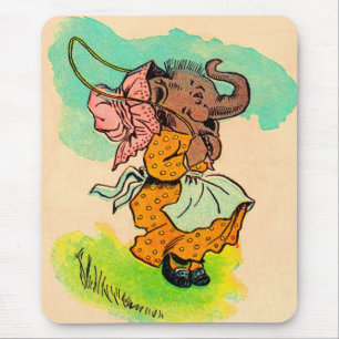 Mousepad Elefante vestida na década de 1930 tocando corda d