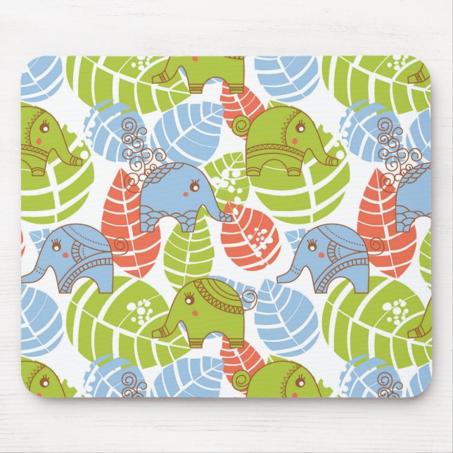 Mousepad Elefantes Coloridos da Selva (Frente)