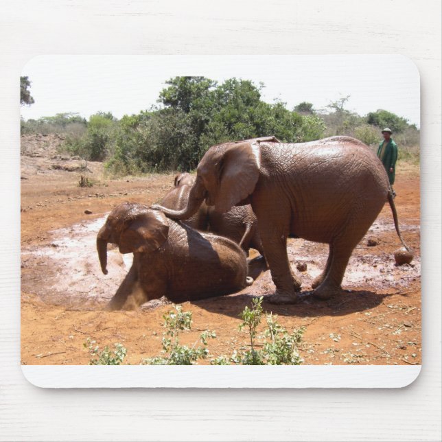 MOUSEPAD ELEFANTES DO BEBÊ QUE LAVAM EM KENYA (Frente)