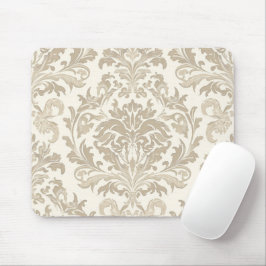 Mousepad Elegância de Marfim Barroco Damasko Clássico Antig