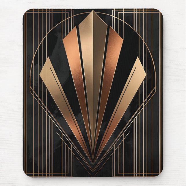Mousepad Elegância Geométrica Metálica Art Déco (Frente)