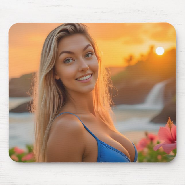 Mousepad Elegância Tropical: Fotografia de Helena Bikini (Frente)