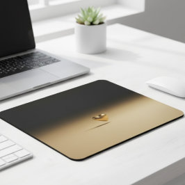 Mousepad Elegant 3D Gold Heart Minimalist Black & Gold Grad