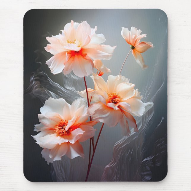 Mousepad Elegant Abstract Blush Flower Misty Flow (Frente)