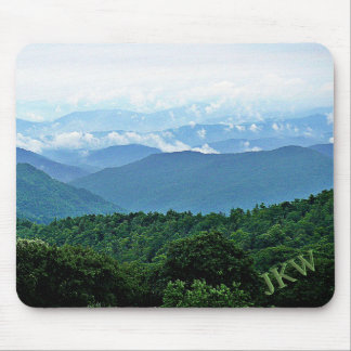Mousepad Elegant Green Blue Smoky Mountains Photo Monogram