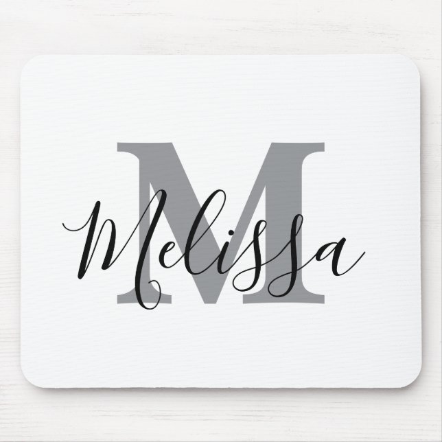 Mousepad Elegant Minimalist Black and White Chic Custom (Frente)